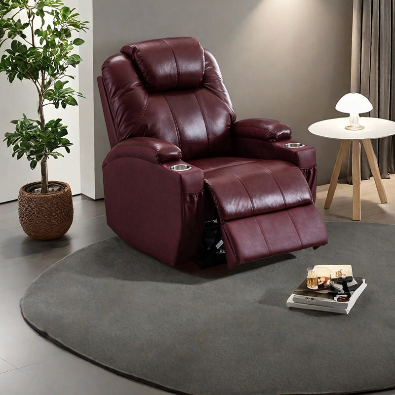 Fauteuil inclinable ergonomique en similicuir respirant, Rouge vin