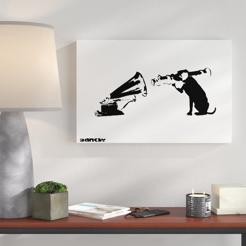 Dog With HMV Missile by Banksy - Wrapped Canvas Print, 81cm H x 122cm W x 4cm D