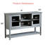 Buffet moderne gris avec portes en verre trempé et tablettes réglables - 55 po de long pour les espaces de vie