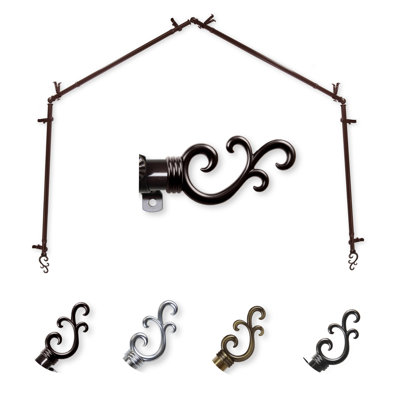 Ensemble de tringle à rideaux simple et quincaillerie pour fenêtre à 4 côtés Verlyn