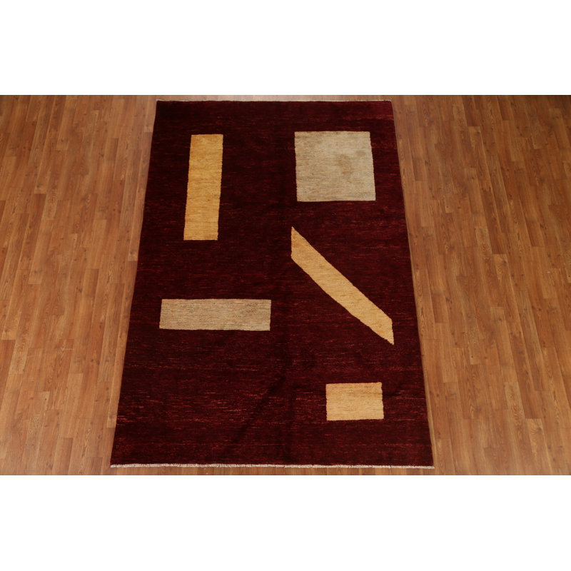 One-of-a-Kind Rectangle 5'6'' x 8' Rectangle Wool Area Rug in Beige and Red