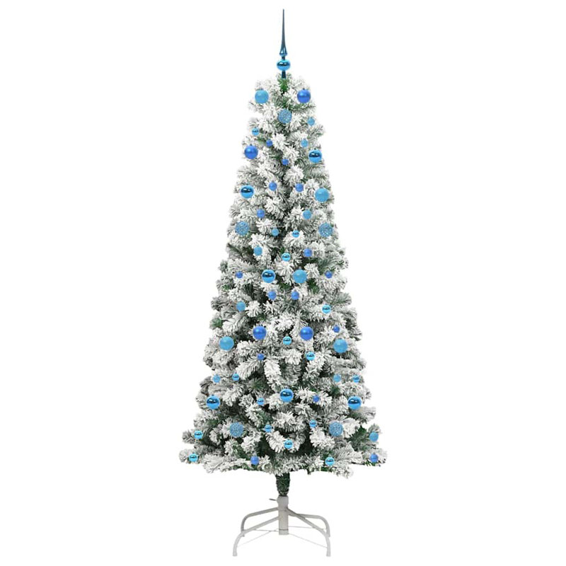 Artificial Hinged Christmas Tree Green and white, 6.89 ft