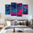 Blue Magenta Abstract On Canvas 4 Pieces Set-1124310072