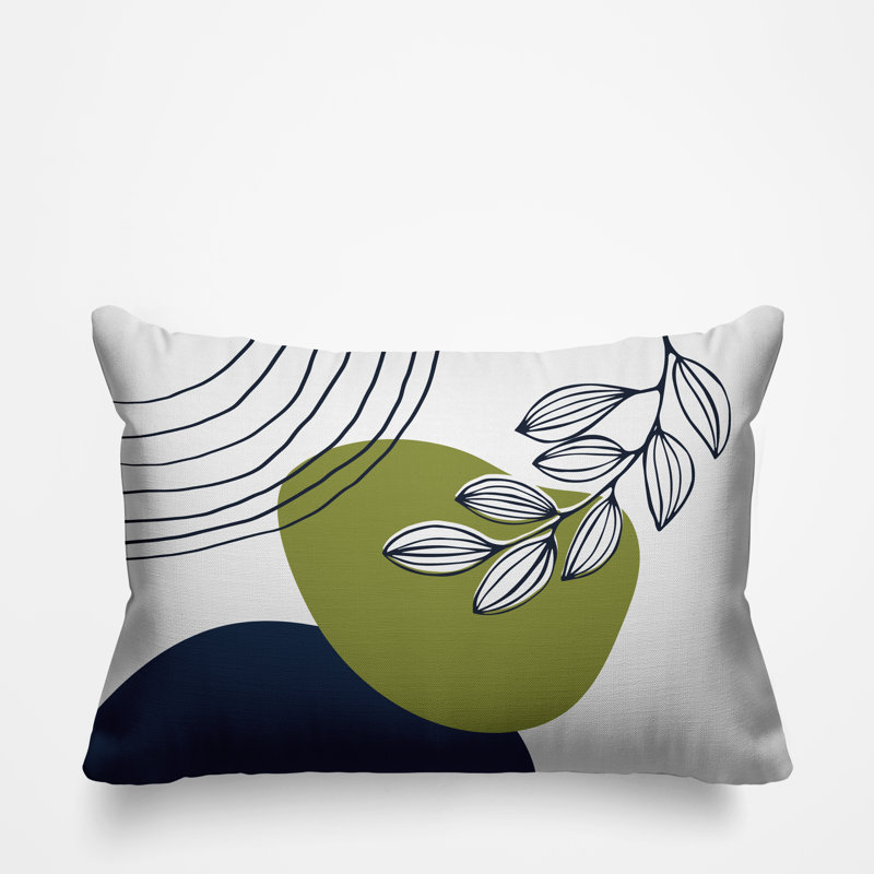 Coussin intérieur / extérieur Lupita, Chartreuse / bleu marine