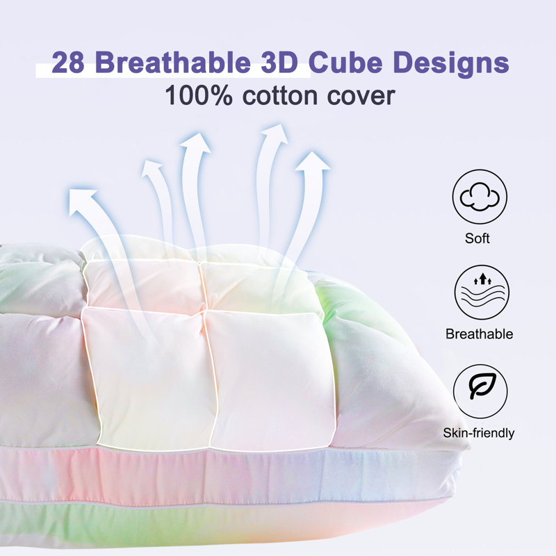 Oreiller très doux en coton matelassé doux, 1 pièce (couleur), Très grand (20 po x 36 po), Couleur
