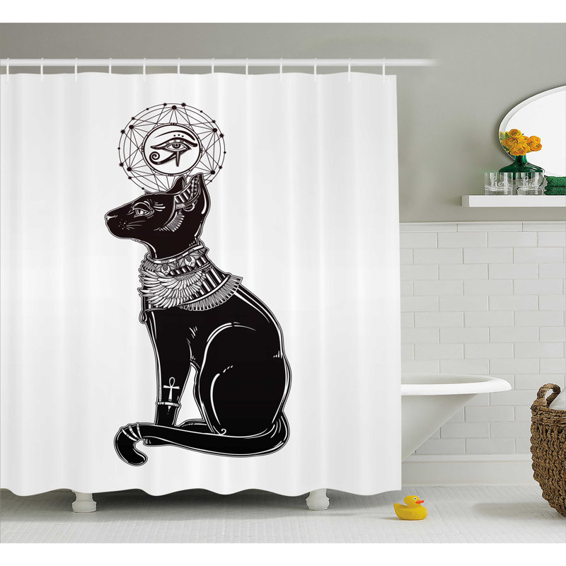 Rideau de douche simple égyptien animal spirituel Everly, l 69 po x L 75 po