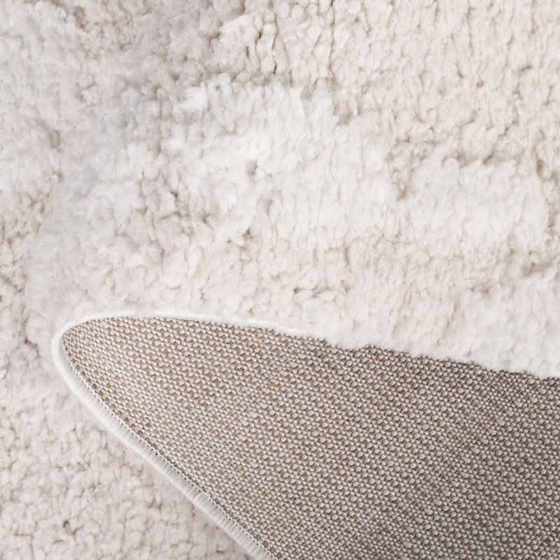Ivory Geometric Shag Area Rug 5'3" x 7'6"