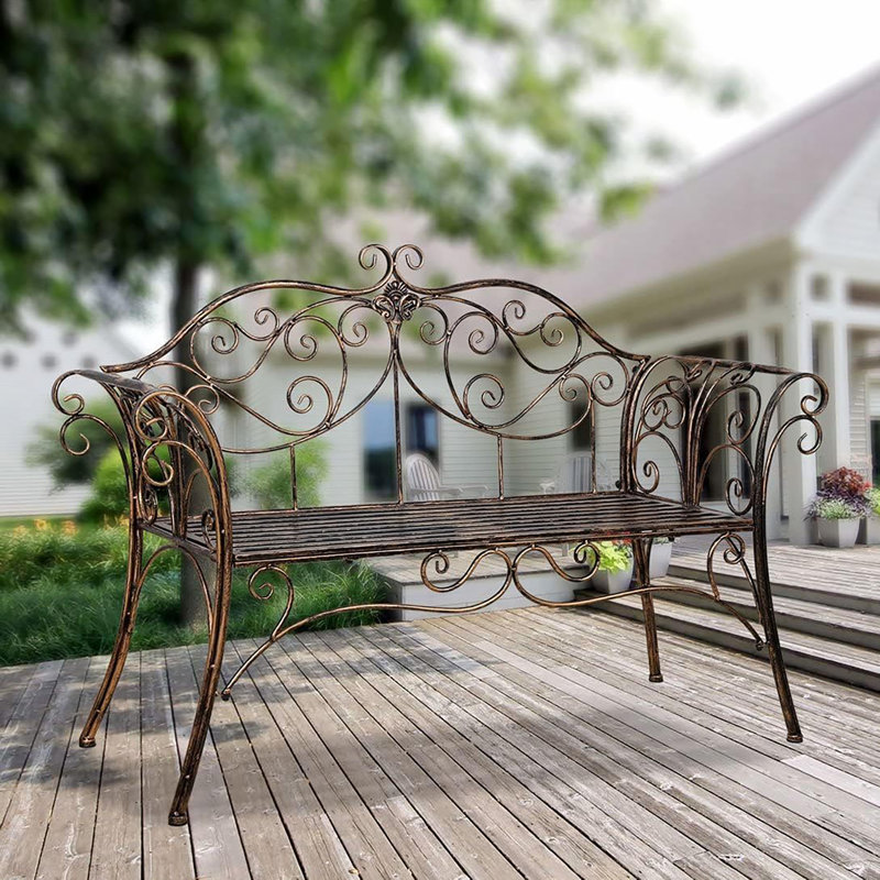 Metal Garden Bench, Brown