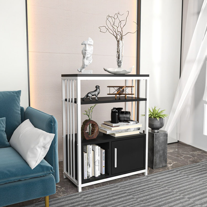 Modern Bookshelf, Anthracite & White, 23.6 x 31.5 x 11.6 inches | 100% Melamine Coated Particle Board, Thickness: 0.7 inches | Stylish & Functional Storage Solution for Home or Office | Elegant Design
