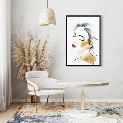 " Right Side Watercolor Serenely Lady Portrait "