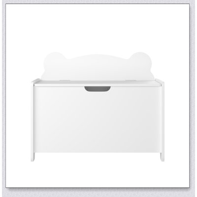 Kids Wooden Toy Box With Safety Hinged Lid, Large Storage Chest For Ages 2+, For Nursery And Playroom Organization (White) by Ebern Designs