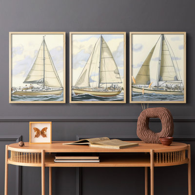 Sea and Shore  Series  IX  -Set Of 3 Framed Giclee Prints -Ready to Hang