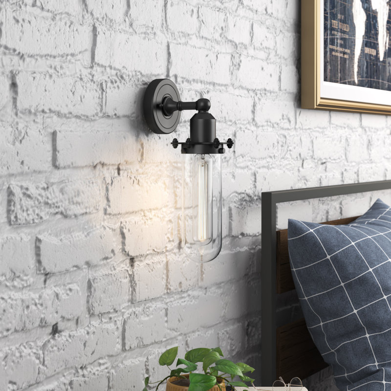 Eleanor Armed Sconce, Matte Black, Clear