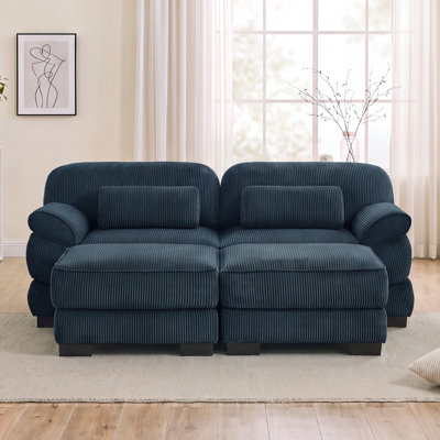 Canapé d'angle modulaire moderne en forme de U, canapé 2 places avec 2 poufs, coussins d'assise épais et confortables, pour salon, chambre ou appartement