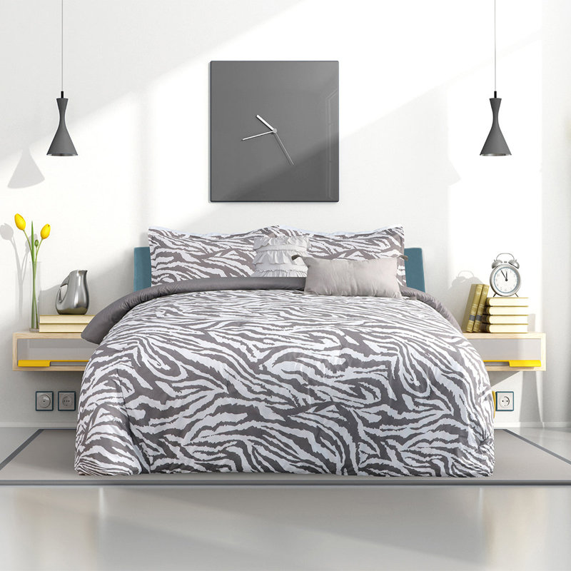 Ensemble d'édredon réversible en microfibre 5 pièces, Très grand