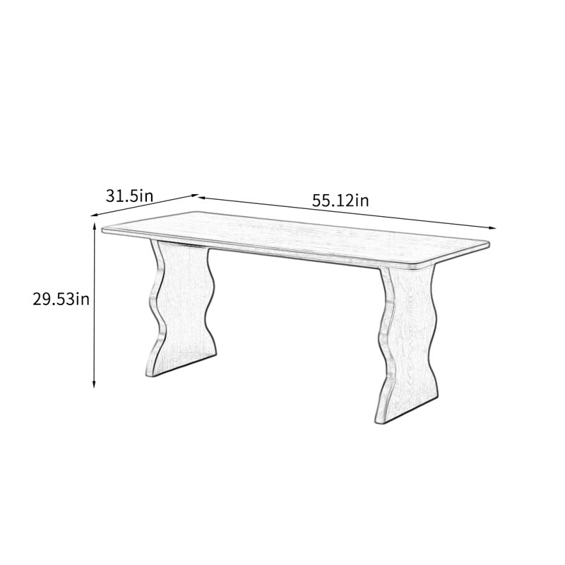 French Retro Solid Ash Dining Table., 29.53"H x 55.12"L x 31.5"W