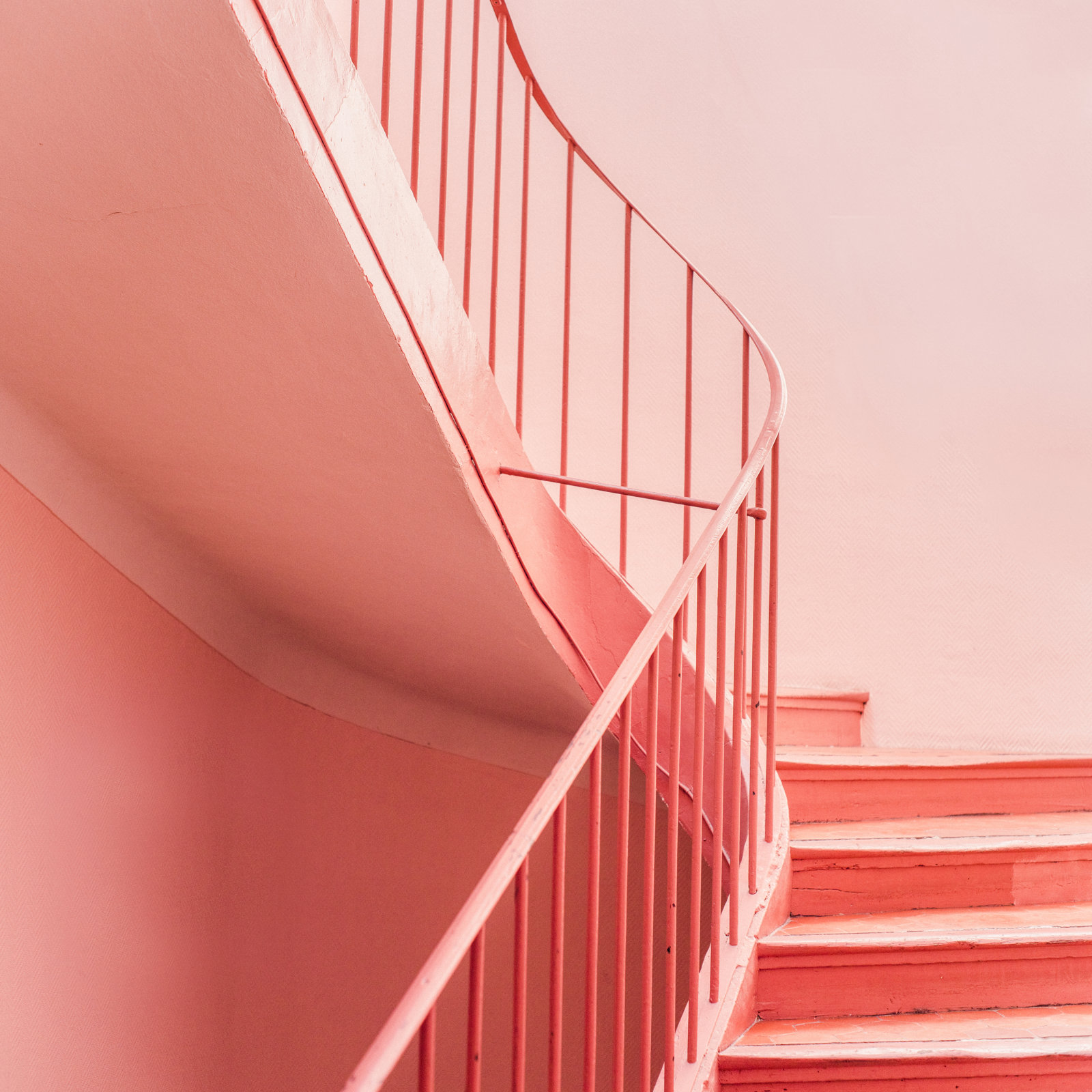 Pink Pastel Colored Stairs by Raisazwart, No, Gold Floater Framed, 36" H x 36" W x 2" D