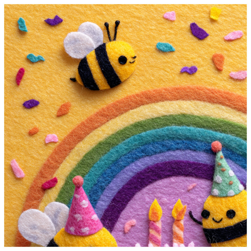 Couvertures de gâteau d'anniversaire Felt Bees, L 50 po x H 60 po