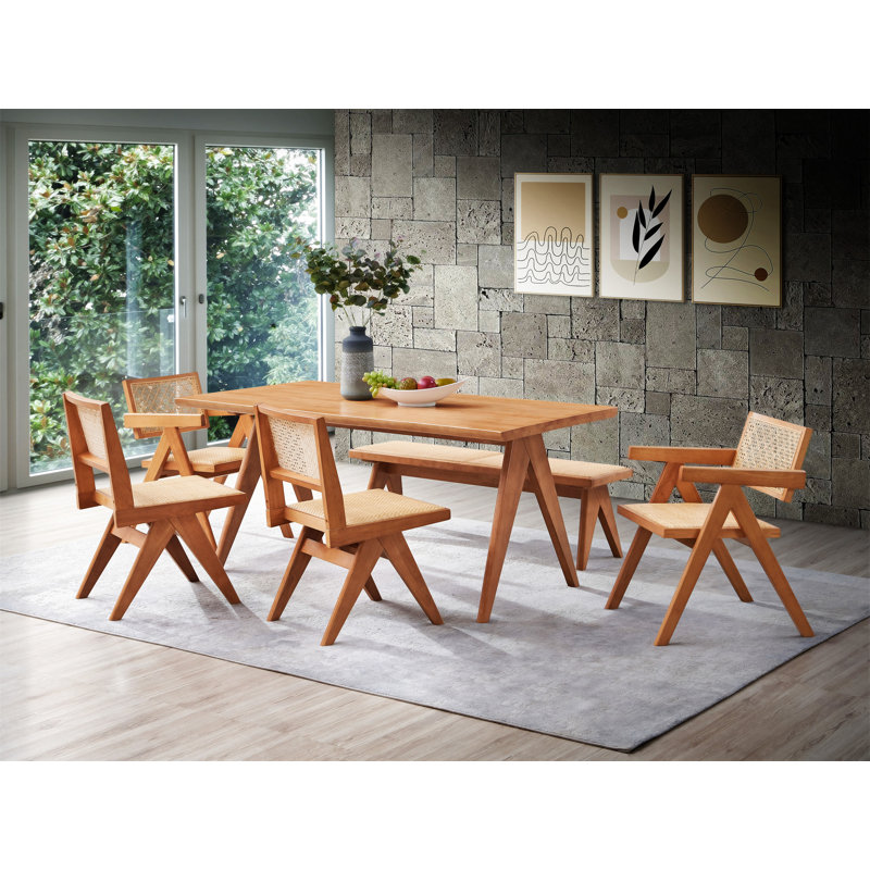 Chaise d'appoint en rotin et finition naturelle Velentina (excluant la table)