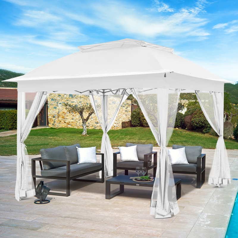 11 pi. L 11 pi. X P 11 pi. Pavillon de jardin en D, Blanc