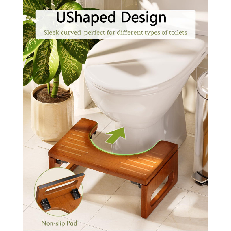 7 Inches Bamboo Toilet Stool Squat For Adults, Foldable Poop Stool For Bathroom(Brown)