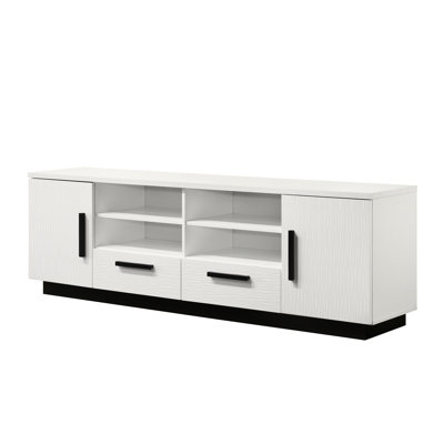 Meuble télé blanc de 70,5 po - Tiroirs et armoires pour un salon confortable au fini moderne