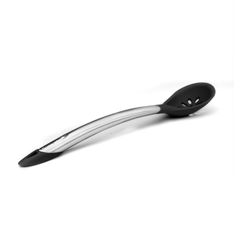 Cuisipro Silicone Slotted Spoon, Black, Heat and Stain Resistant, Dishwasher Safe, 30.5cm, Black