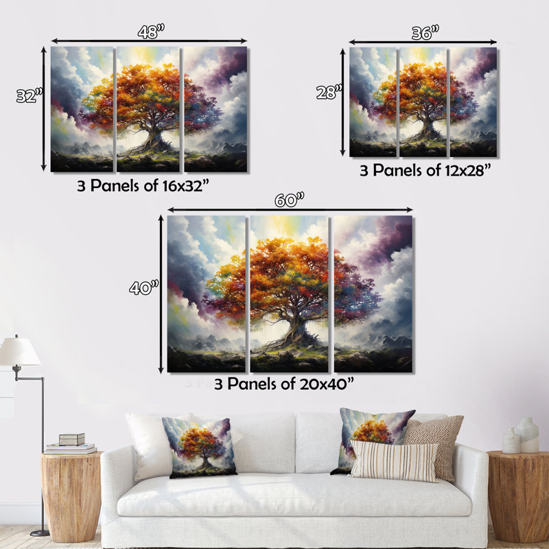 «Tree of Life All Seasons II - Landscape Trees», reproduction d'art sur toile, H 28 po x l 36 po x P 1 po