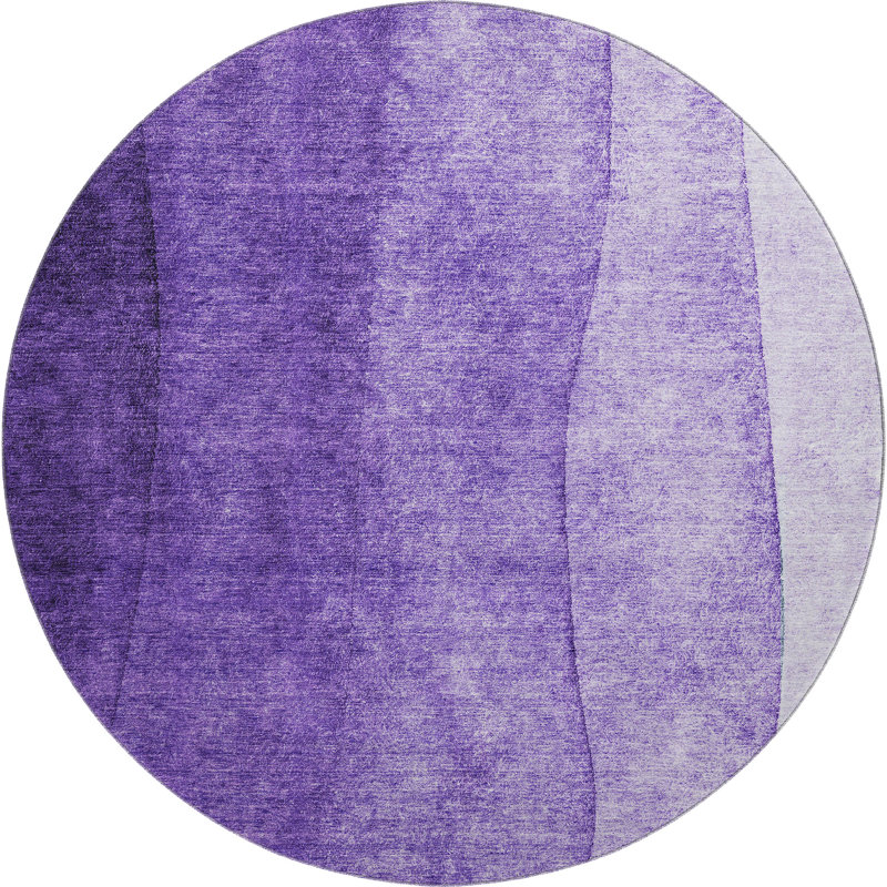 Premium Machine Washable Cerrito Purple Rug, Round 8'
