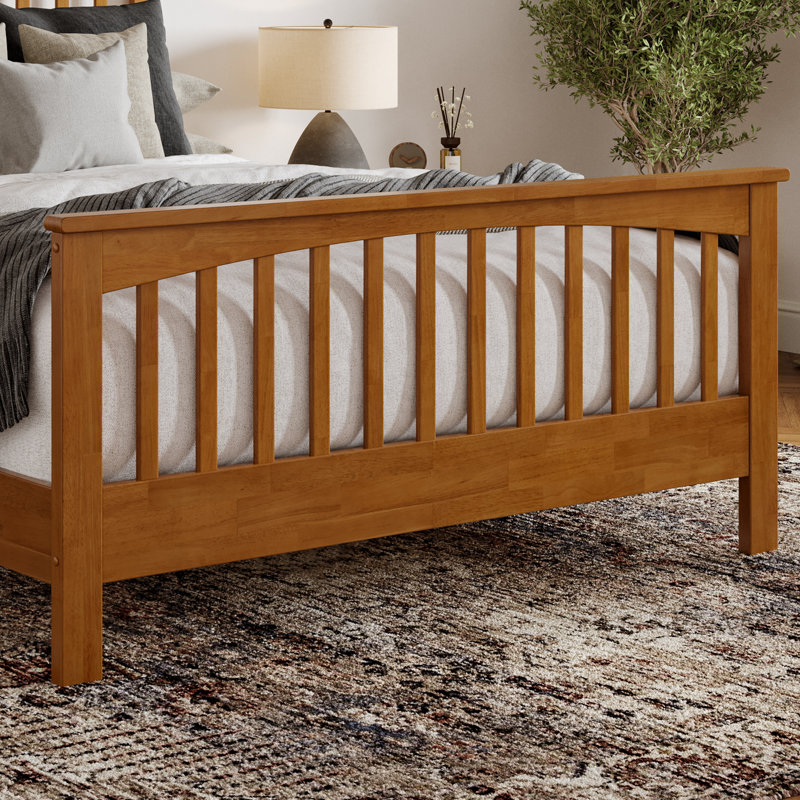 Camilla Low Profile Platform Bed with Matching Footboard, Light Toffee, Queen