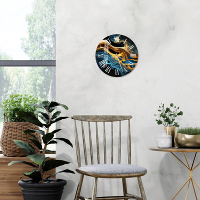 Horloge murale silencieuse en verre trempé de style abstrait