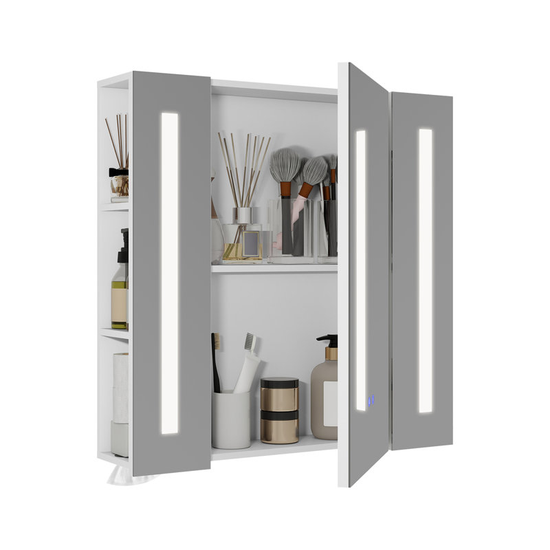 LED Bathroom Medicine Cabinet with Lights – 3 Color Temperatures & Stepless Dimming, Anti-Fog Mirror, Adjustable Shelves, Soft-Close Door, Built-in Tissue Holder