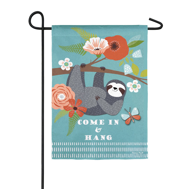 Accrochez-vous et accrochez le polyester de 2 côtés 18 x 13 po sloth drapeau de jardin