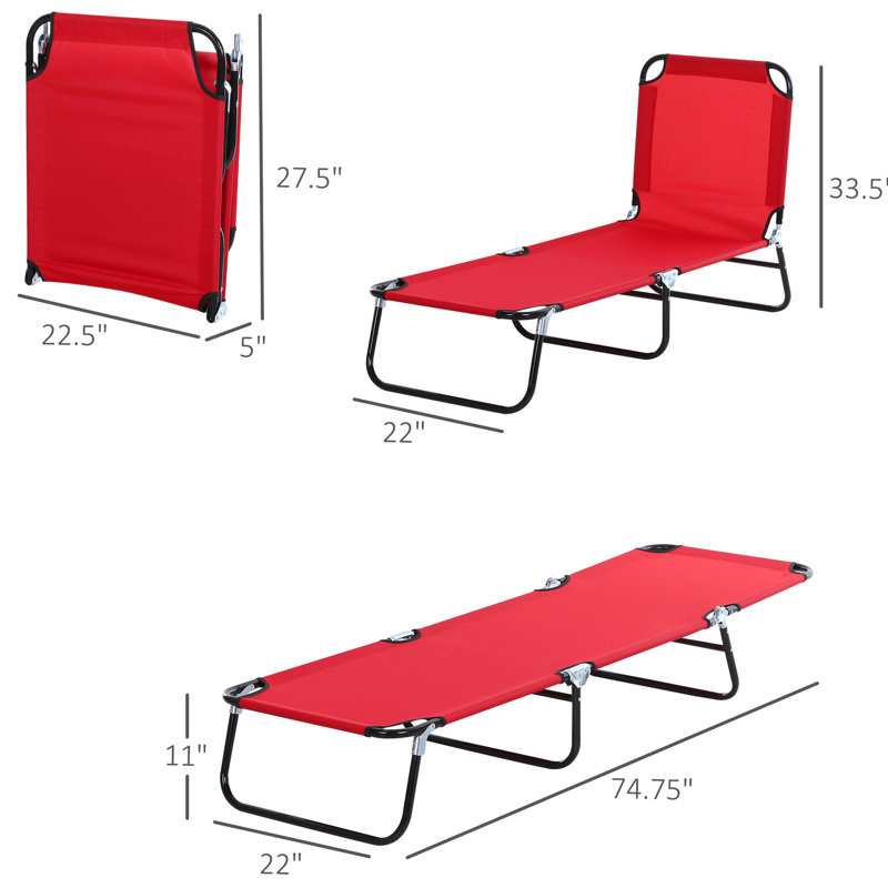 Fauteuil de bronzage Red Sun - 5 niveaux inclinable, pliable, structure en acier pour une utilisation extérieure dans un patio et une plage