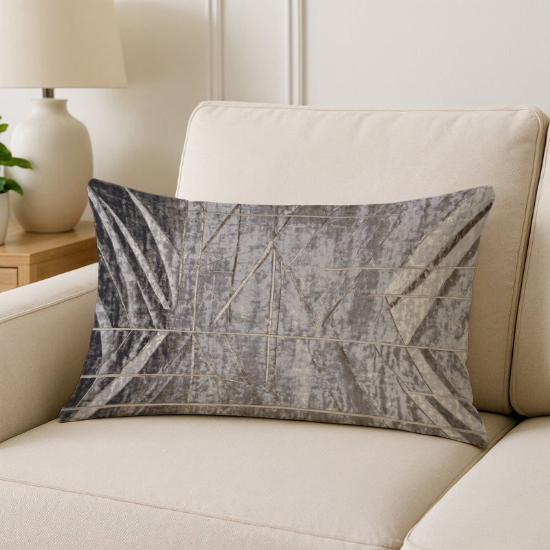 Coussin décoratif intérieur / extérieur gris Modern Modern, Gris abstrait 90, Rectangle H 18 po x l 25 po
