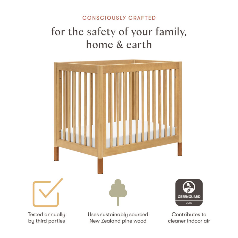 Gelato 4-in-1 Mini Convertible Crib, Honey/Vegan Tan Leather