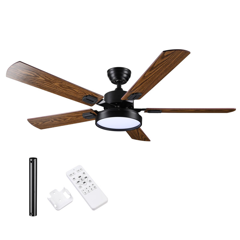 Ceiling Fan with LED Lights, Brown Walnut