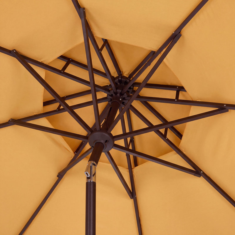 Parasol d'extérieur festonné inclinable 101 po Poppy, Jaune / Blanc