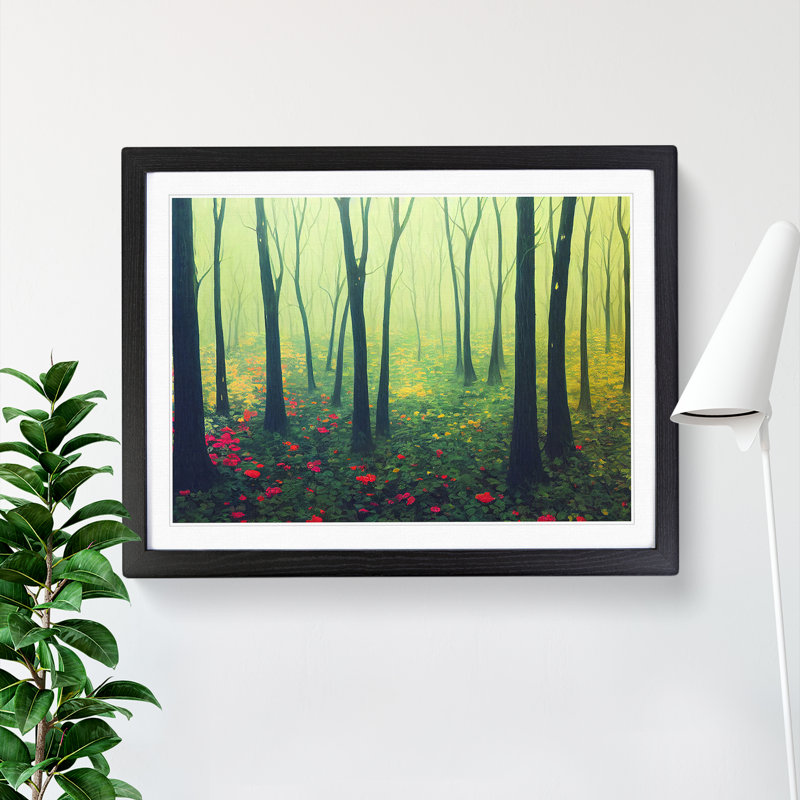 XH1022-8170X Spring Forest Flowers Vol.1 - Single Picture Frame Print, Black Framed, 46cm H x 64cm W x 2cm D
