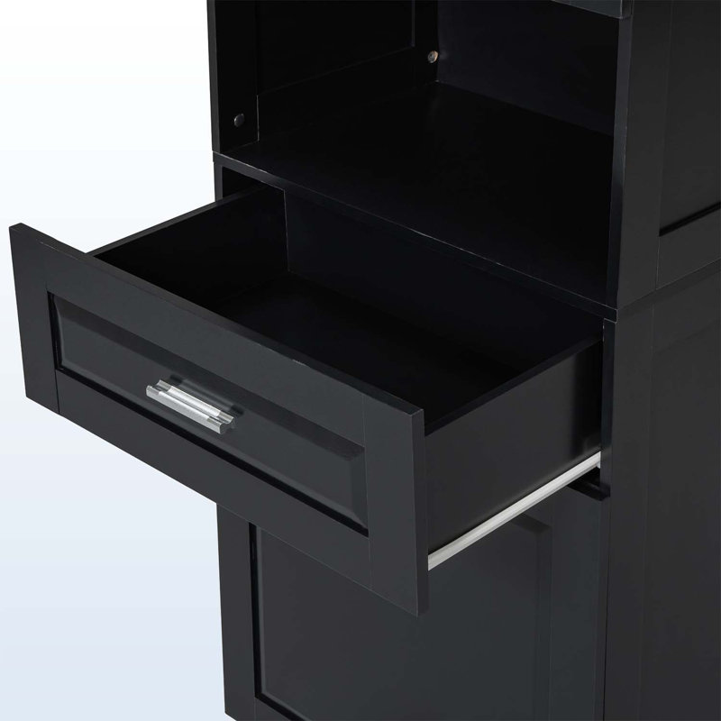 Large Storage Space Tilt-Out Laundry Hamper and Upper Storage Cabinet, Black