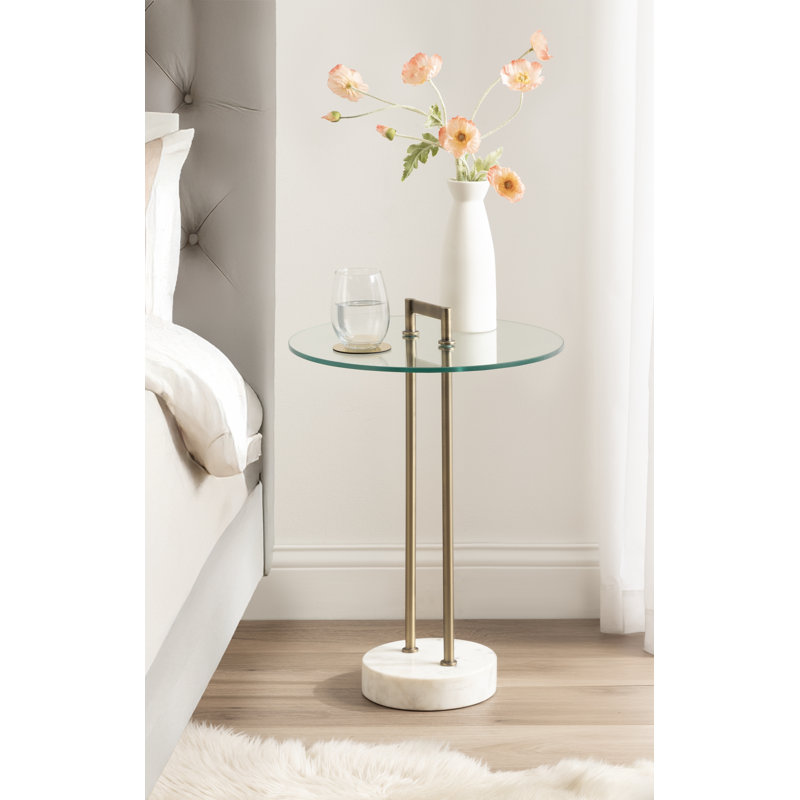 Table d'appoint ronde en verre et marbre, White
