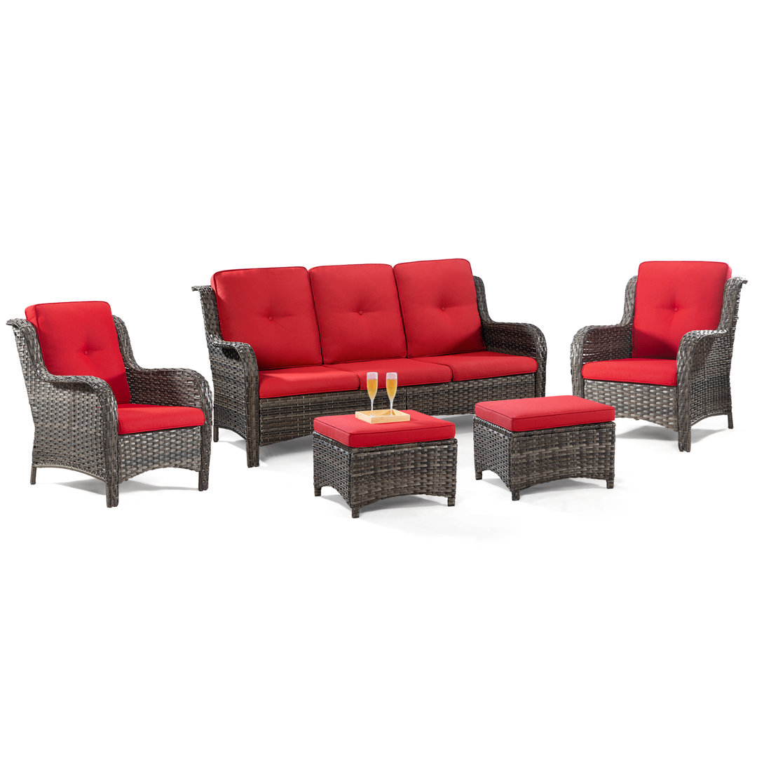 Anahit 5-Piece Outdoor Sofa Seating Group with Cushions Red Barrel Studio® Cushion 
