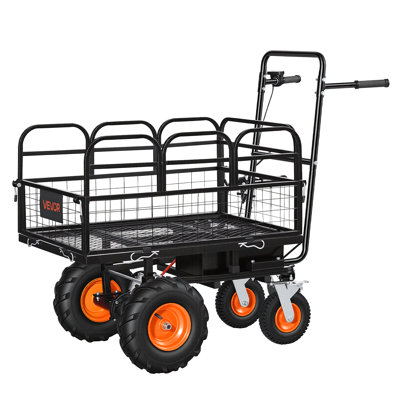 Electric Utility Cart, 36V 432Wh Battery Powered Electric Wagon, 500W Power Wheelbarrow with Brake, 660 lbs Load Heavy Duty Steel Garden Cart for Farm and Yard All Purpose Modular Cargo Bed