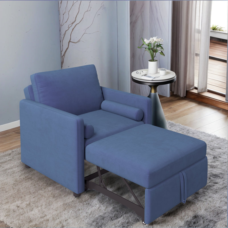 Fauteuil-lit convertible l 35,3 po, Velours bleu