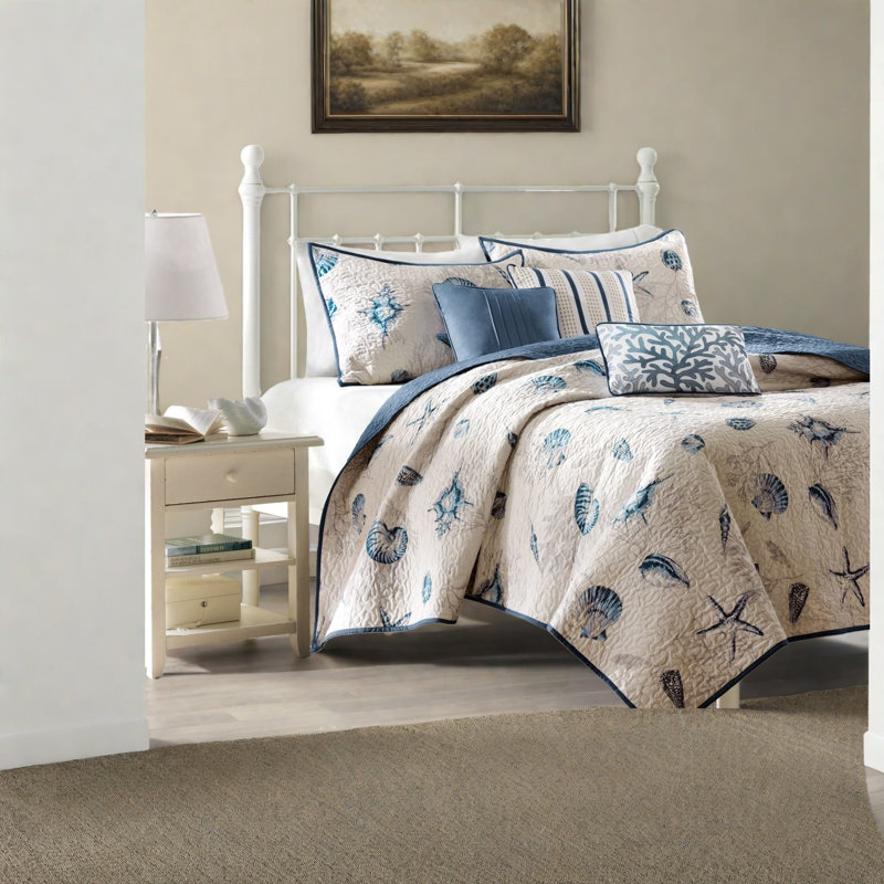 Coastal Bedding Sets, Microfiber Polyester, Reversible Twin Set