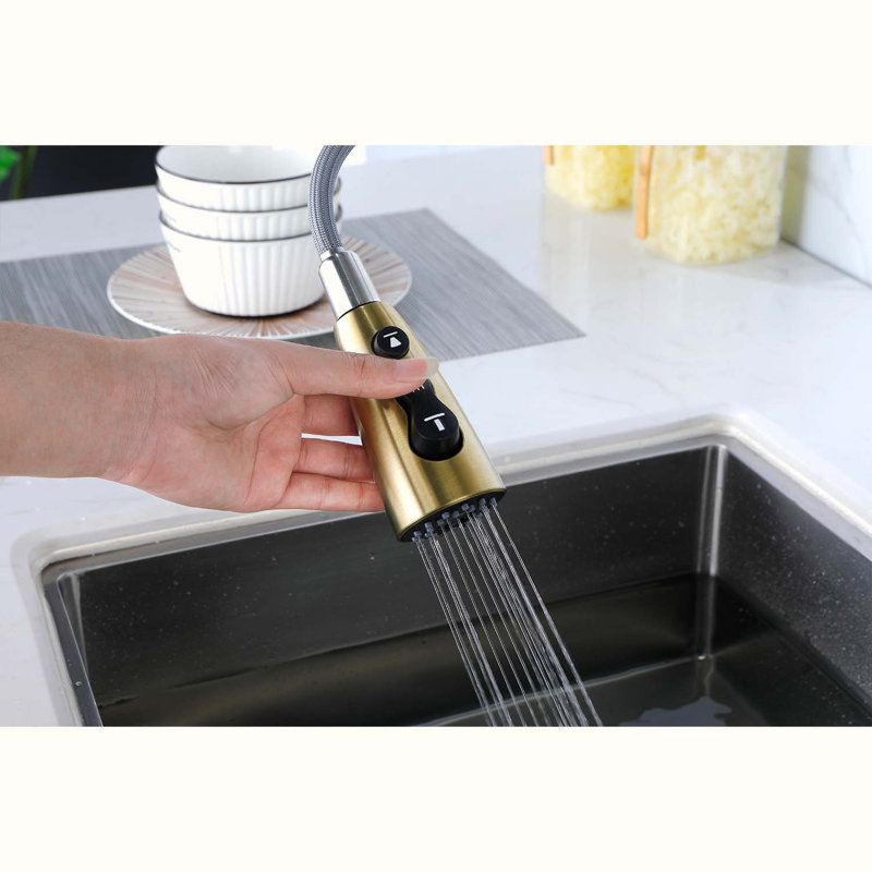 HOOSENG Pull Down Touch Kitchen Faucet, Brushed Gold