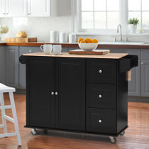 Aadrith 44'' Width Black Kitchen Island Lark Manor Base Finish: White