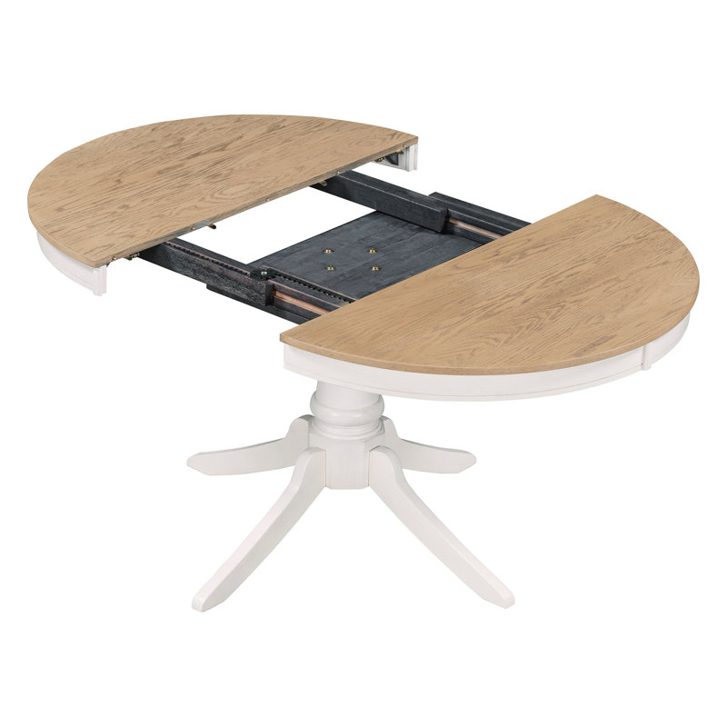 5 tables de salle à manger extensibles: 1 table ronde en bois rétro et 4 chaises rembourrées