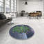 Tapis vert/gris tissé à la machine-237420307