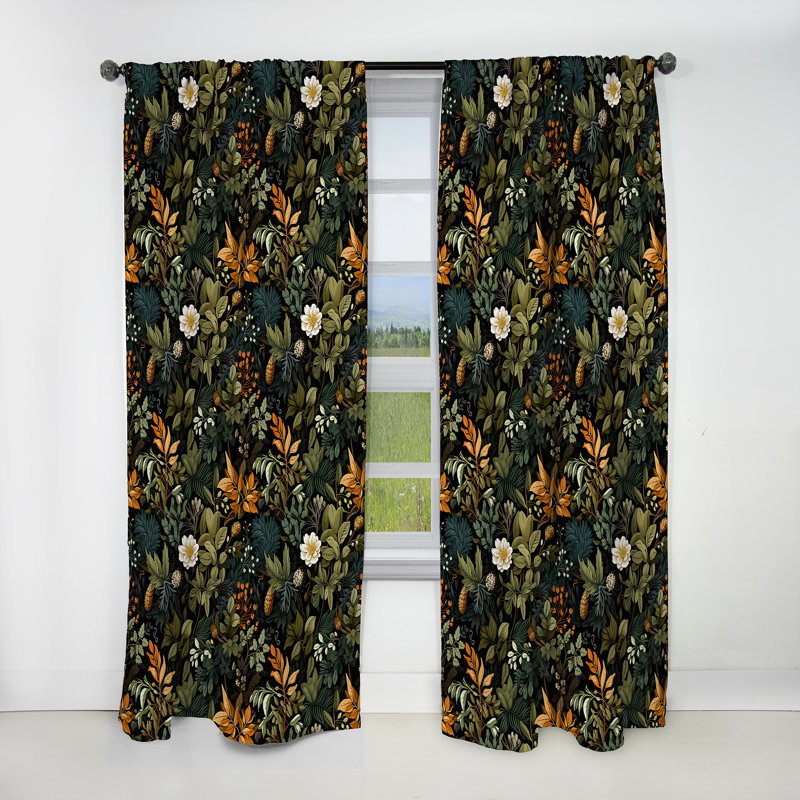 Rustic Wilderness Cottage Charm - Rideau floral occultant traditionnel - 1 panneau, L 52 po x L 90 po